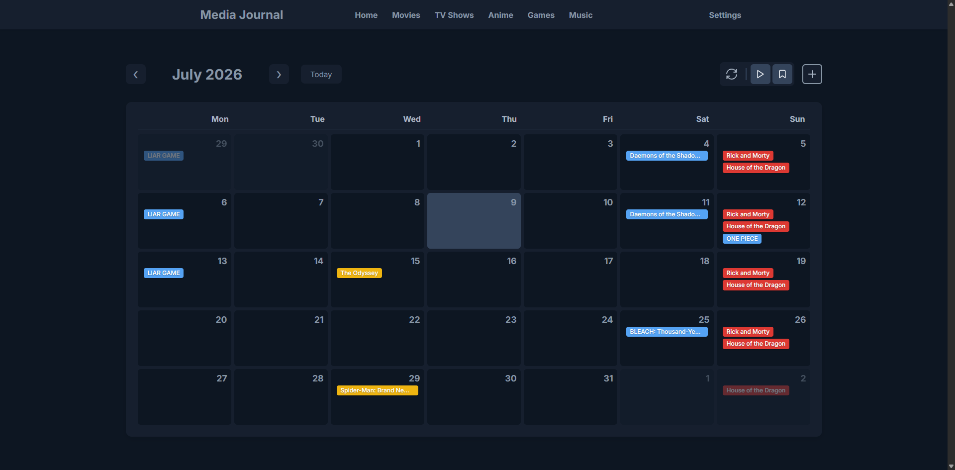 Calendar Screen