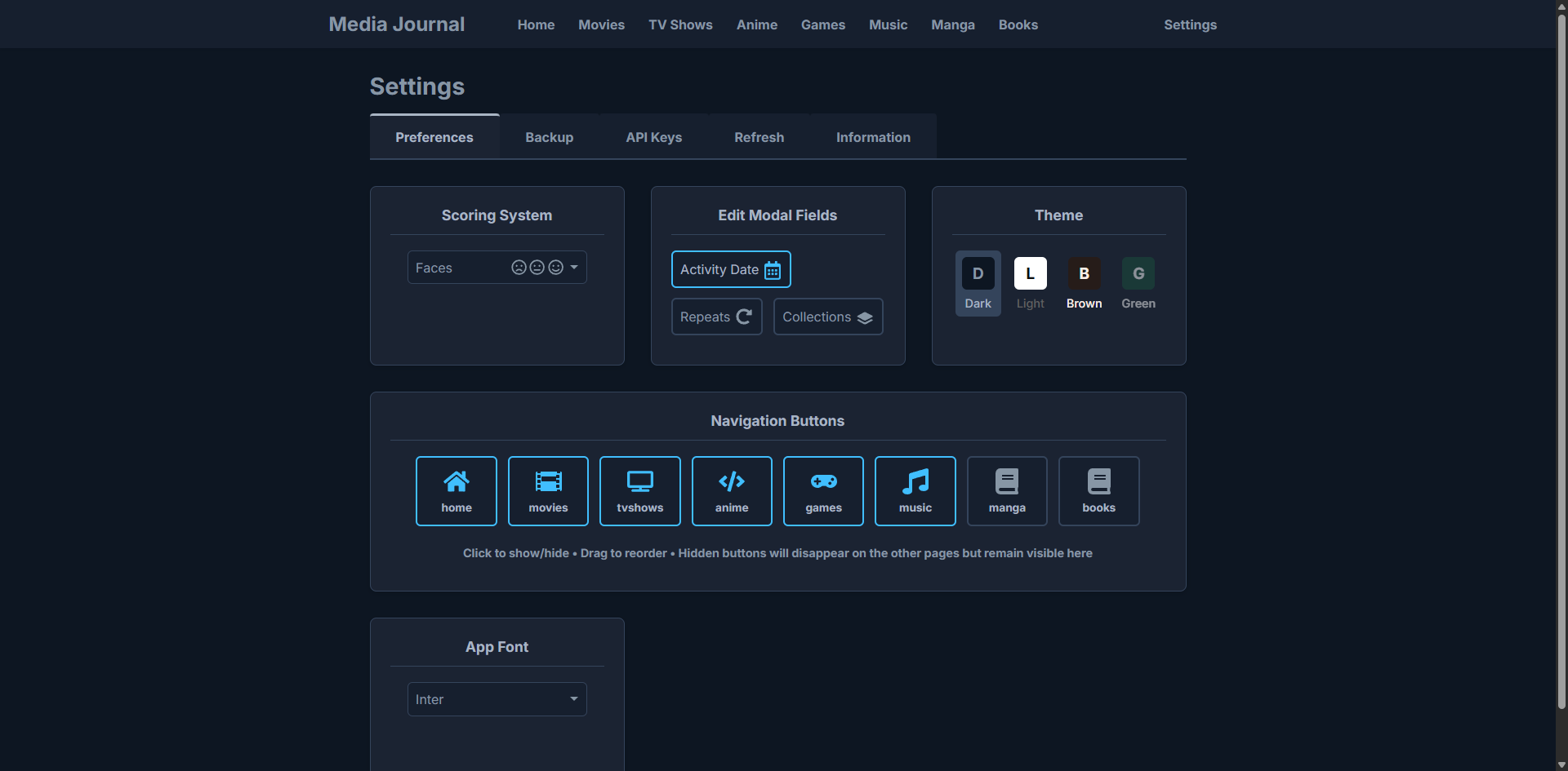 Settings Screen